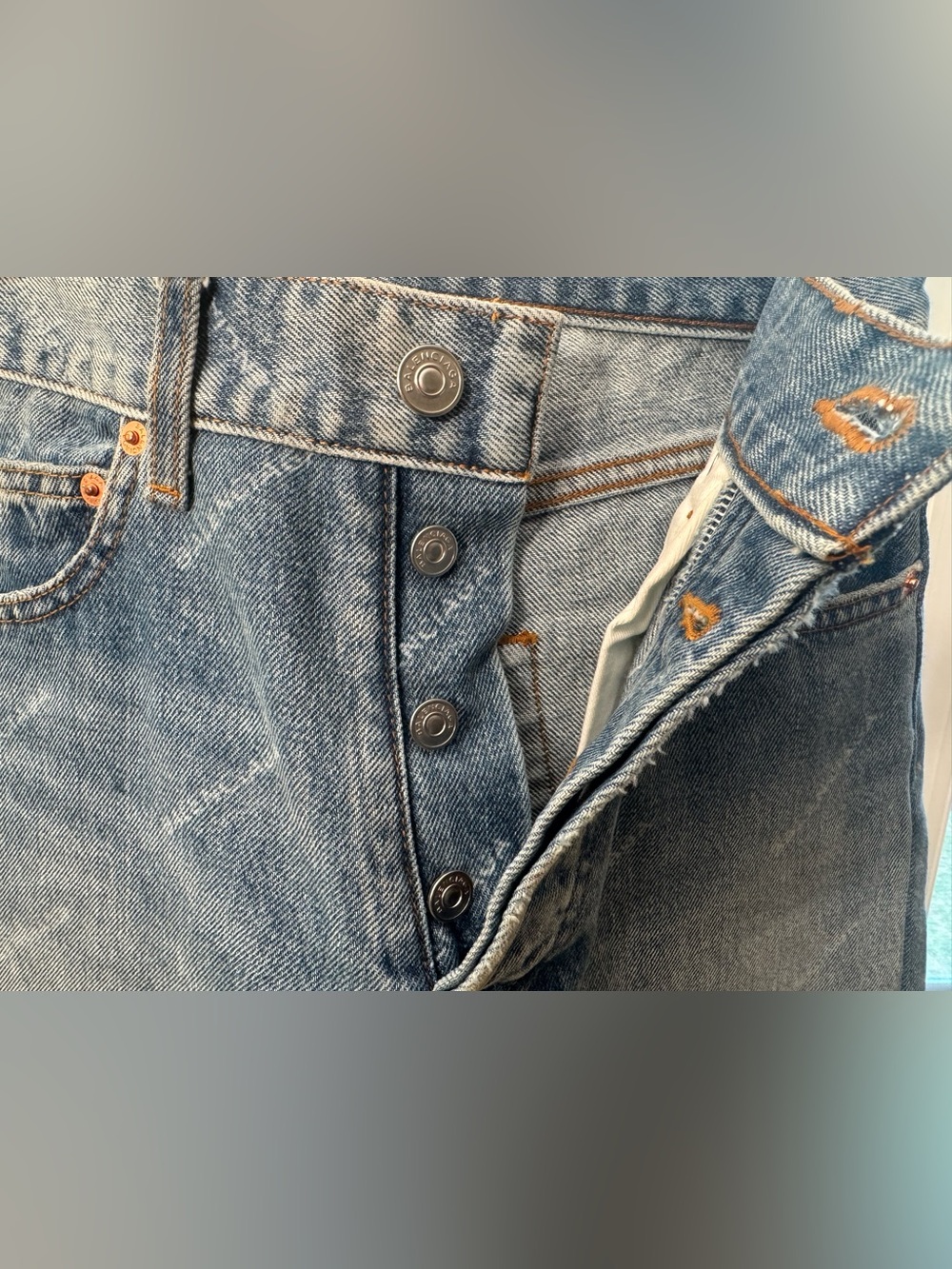 Balenciaga Logo 5 Pocket Button Fly Jeans 26" waist - Picture 7 of 10